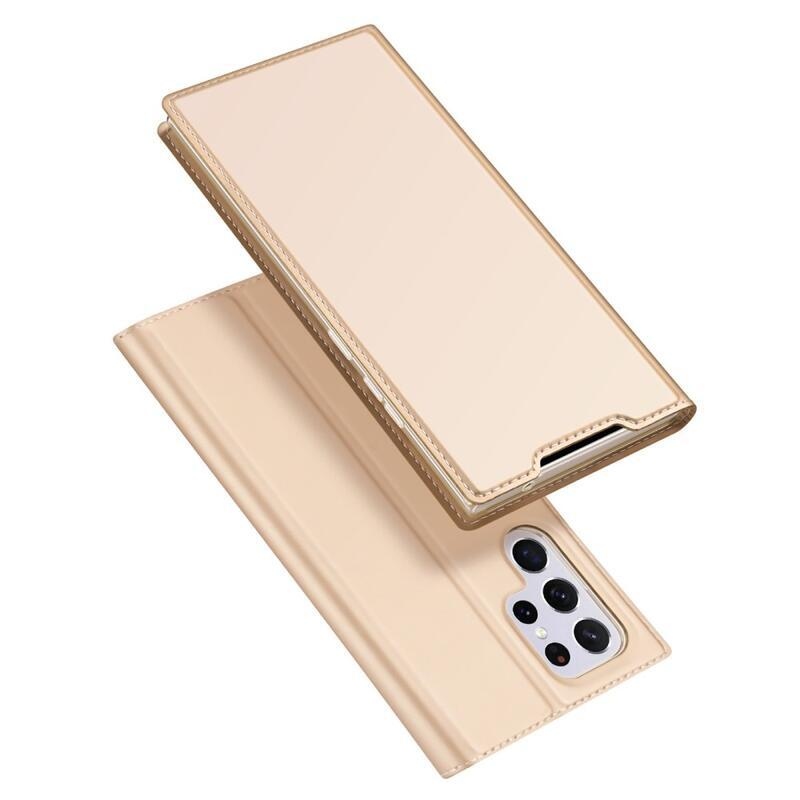 DUX elegantní PU kožené pouzdro na mobil Samsung Galaxy S22 Ultra 5G - zlaté