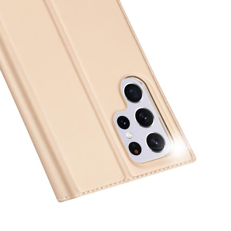 DUX elegantní PU kožené pouzdro na mobil Samsung Galaxy S22 Ultra 5G - zlaté