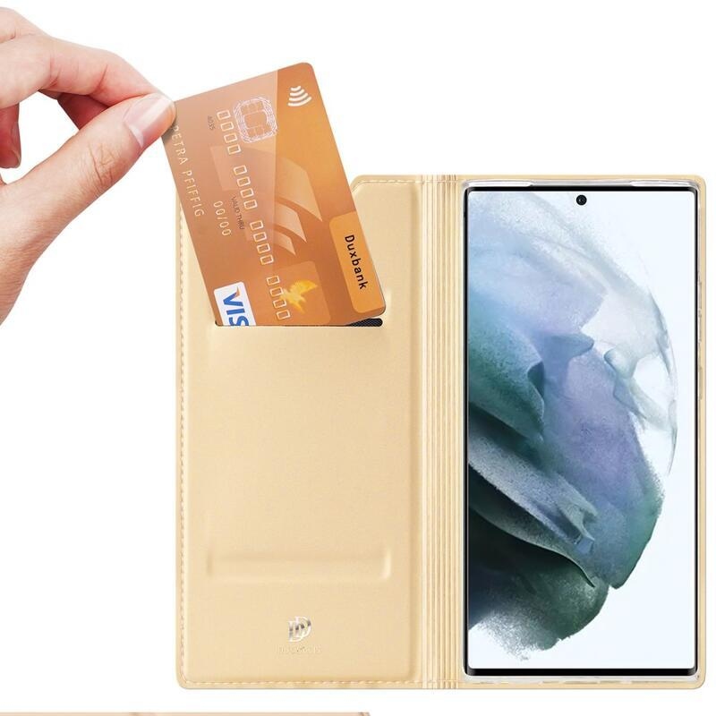 DUX elegantní PU kožené pouzdro na mobil Samsung Galaxy S22 Ultra 5G - zlaté