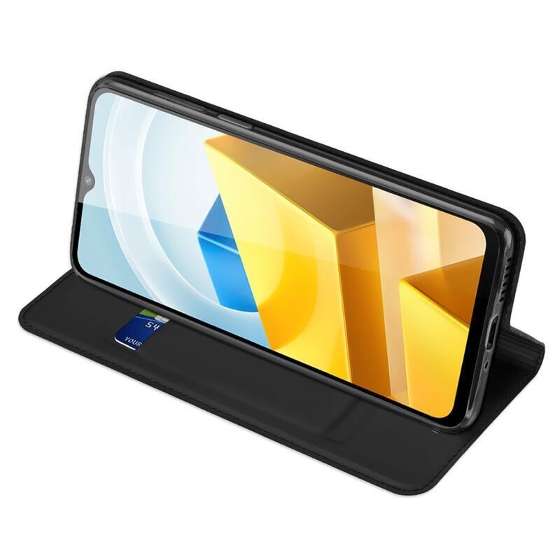 DUX elegantní PU kožené pouzdro na mobil Xiaomi Poco M5 - černé