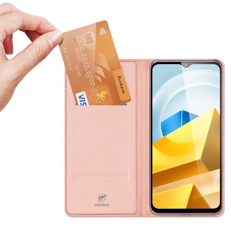 DUX elegantní PU kožené pouzdro na mobil Xiaomi Poco M5 - růžovozlaté