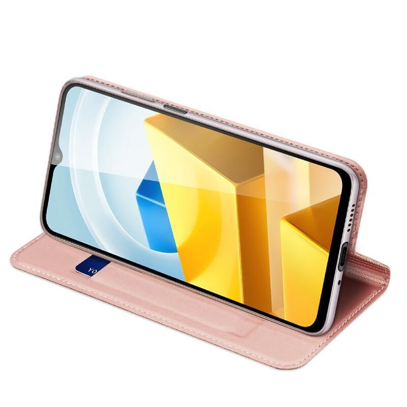 DUX elegantní PU kožené pouzdro na mobil Xiaomi Poco M5 - růžovozlaté