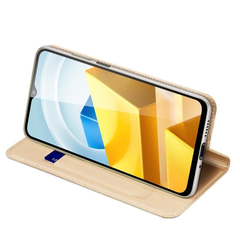 DUX elegantní PU kožené pouzdro na mobil Xiaomi Poco M5 - zlaté