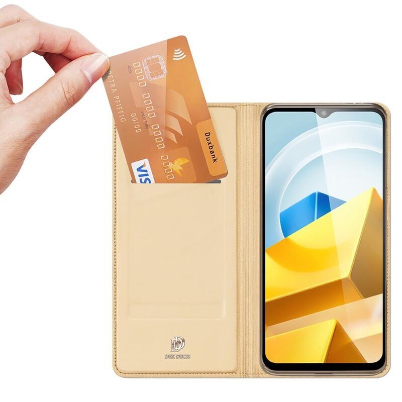 DUX elegantní PU kožené pouzdro na mobil Xiaomi Poco M5 - zlaté