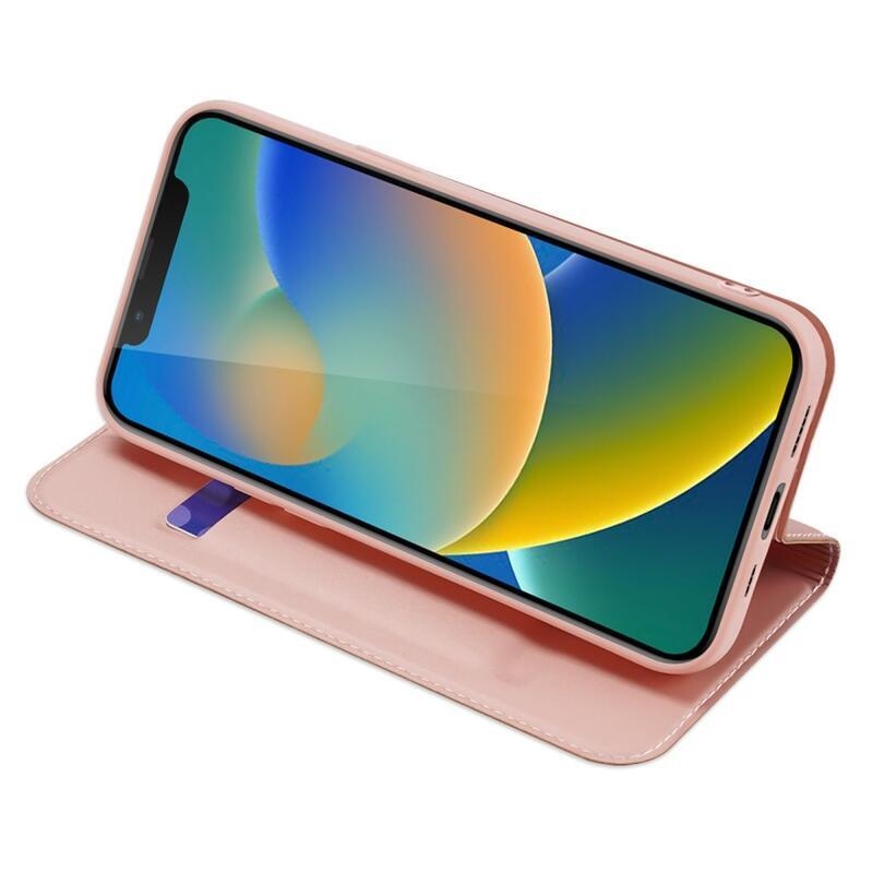 DUX elegantní PU kožené pouzdro pro mobil iPhone 14 6.1 - růžovozlaté