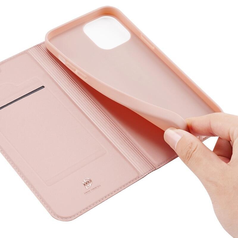 DUX elegantní PU kožené pouzdro pro mobil iPhone 14 6.1 - růžovozlaté