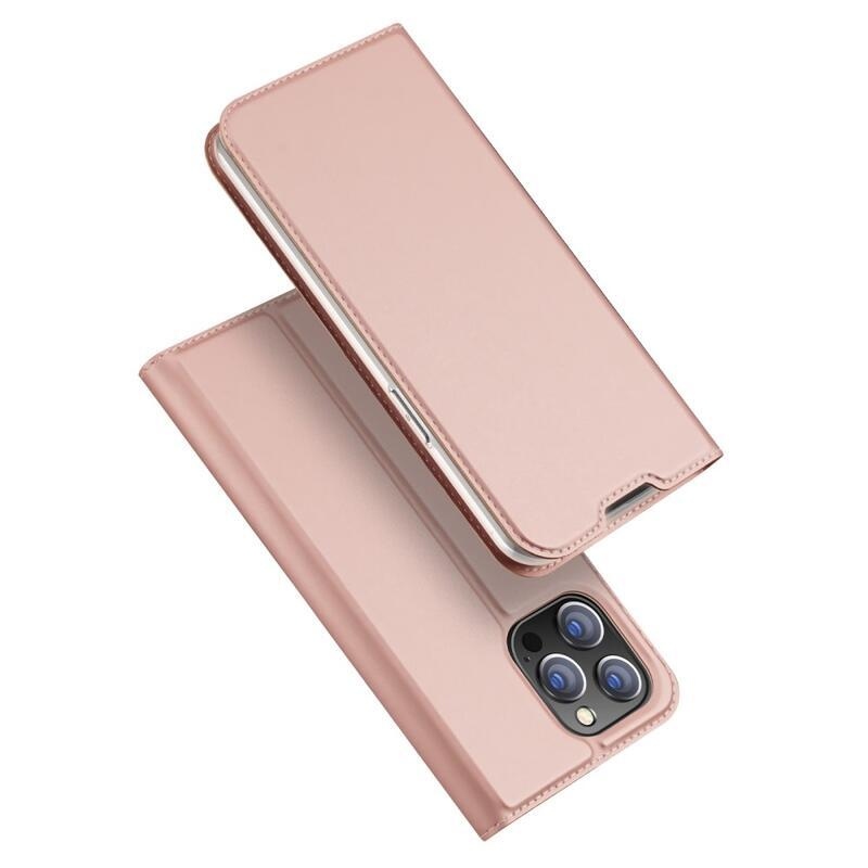 DUX elegantní PU kožené pouzdro pro mobil iPhone 14 Pro 6.1 - růžovozlaté