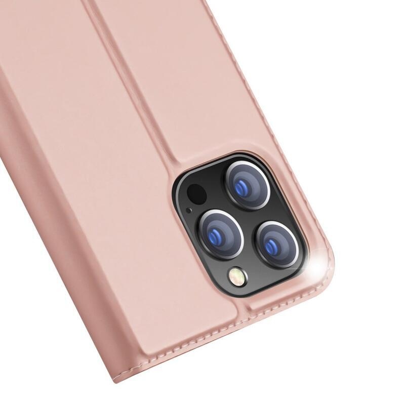 DUX elegantní PU kožené pouzdro pro mobil iPhone 14 Pro 6.1 - růžovozlaté