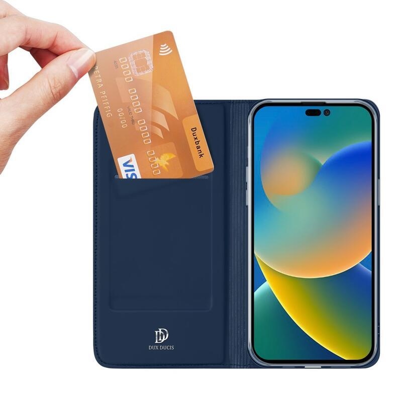DUX elegantní PU kožené pouzdro pro mobil iPhone 14 Pro 6.1 - tmavěmodré
