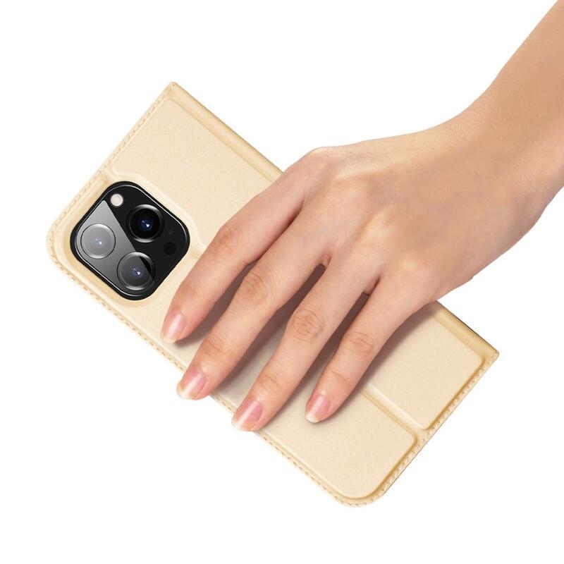 DUX elegantní PU kožené pouzdro pro mobil iPhone 14 Pro Max 6.7 - zlaté