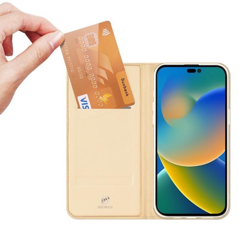 DUX elegantní PU kožené pouzdro pro mobil iPhone 14 Pro Max 6.7 - zlaté