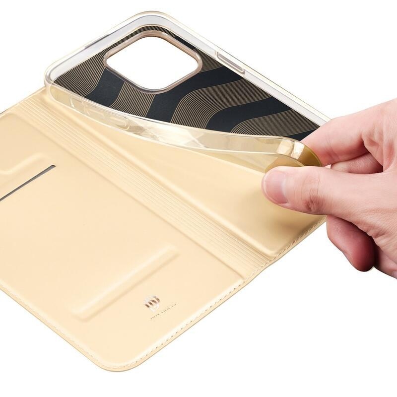 DUX elegantní PU kožené pouzdro pro mobil iPhone 14 Pro Max 6.7 - zlaté