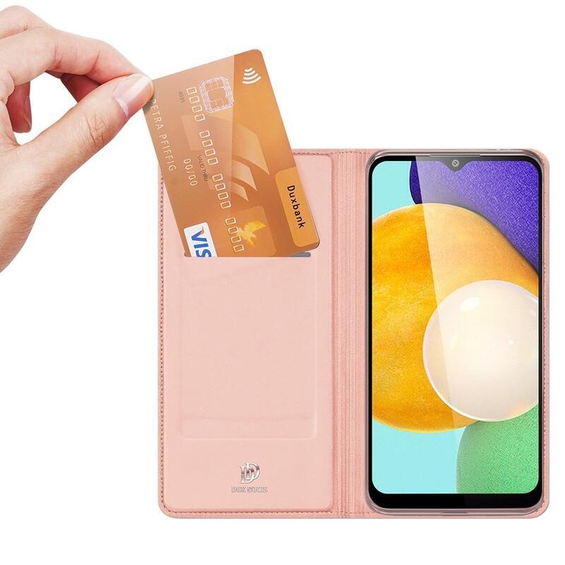 DUX elegantní PU kožené pouzdro pro mobil Samsung Galaxy A03s (166.6 x 75.9 x 9.1mm) - růžovozlaté