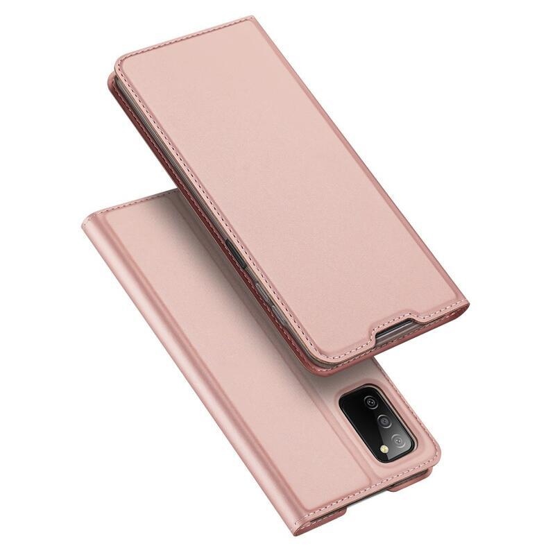 DUX elegantní PU kožené pouzdro pro mobil Samsung Galaxy A03s (166.6 x 75.9 x 9.1mm) - růžovozlaté