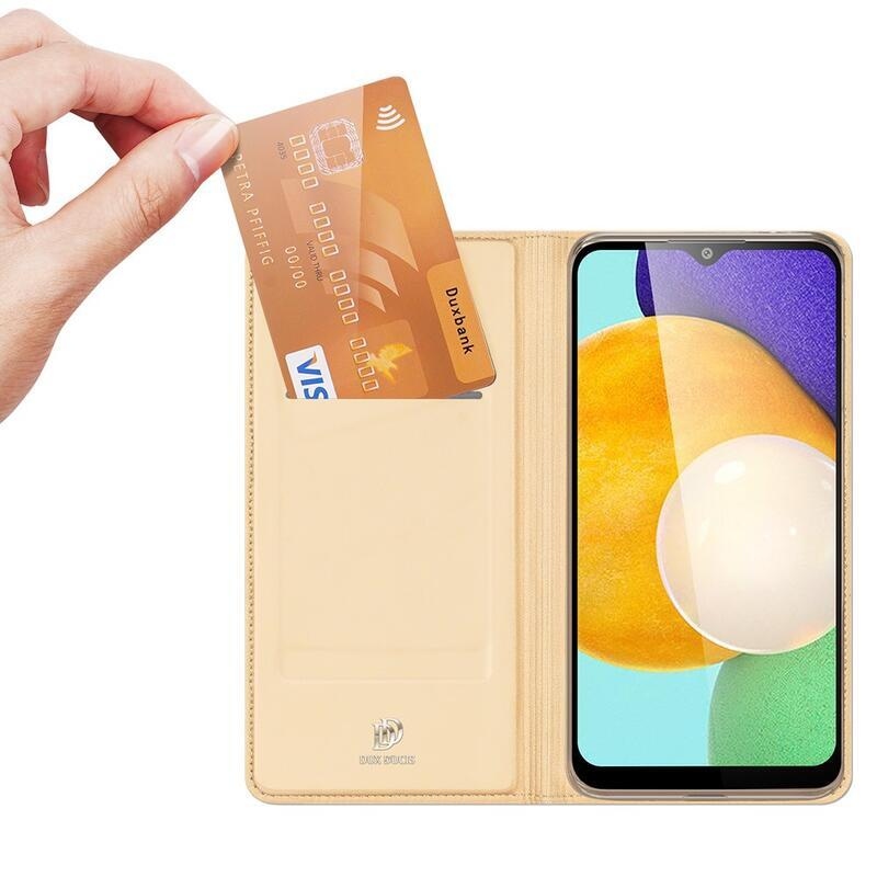 DUX elegantní PU kožené pouzdro pro mobil Samsung Galaxy A03s (166.6 x 75.9 x 9.1mm) - zlaté