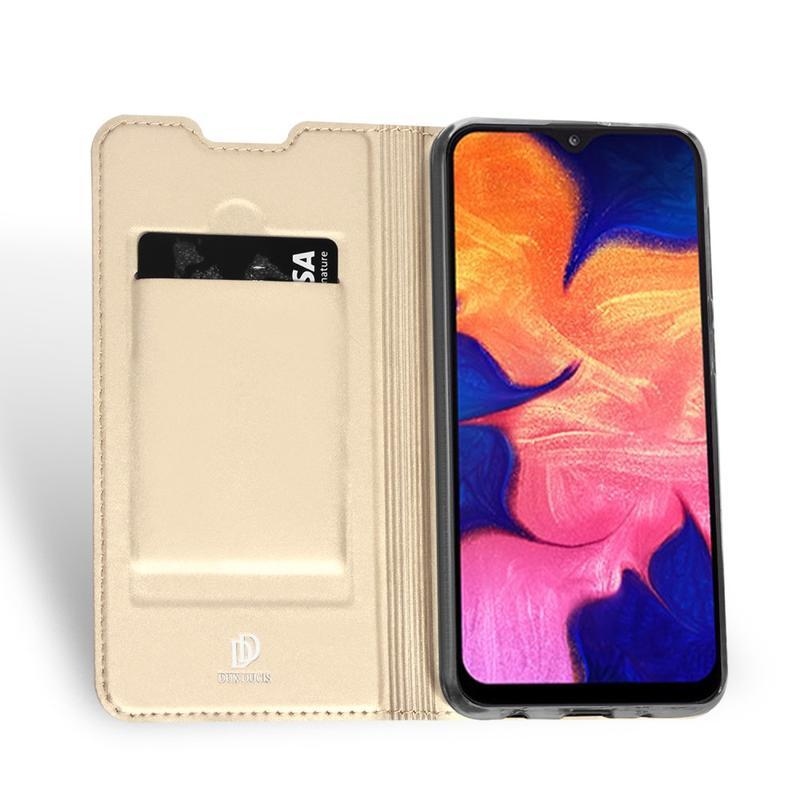 DUX PU kožené elegantní pouzdro na mobil Samsung Galaxy A10 - zlaté
