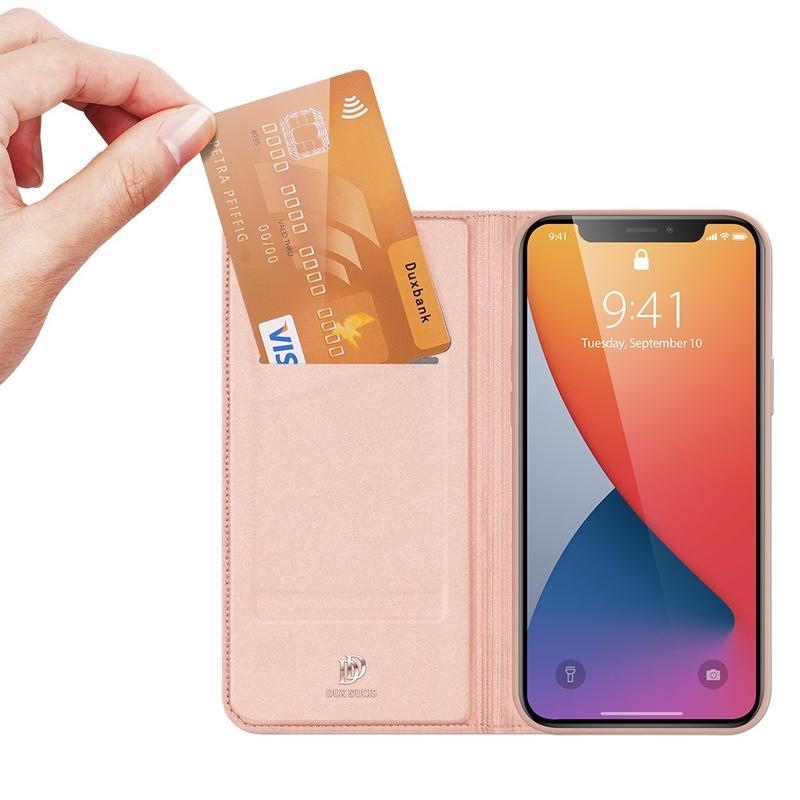 DUX PU kožené peněženkové pouzdro na mobil iPhone 12 Pro Max 6,7