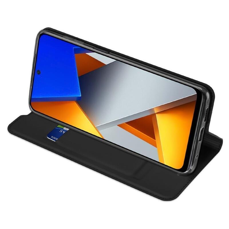 DUX PU kožené peněženkové pouzdro na mobil Xiaomi Poco M4 Pro 4G - černé