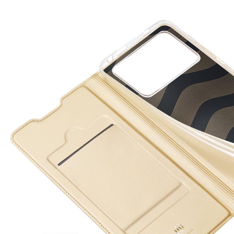 DUX PU kožené peněženkové pouzdro na mobil Xiaomi Poco M4 Pro 4G - zlaté