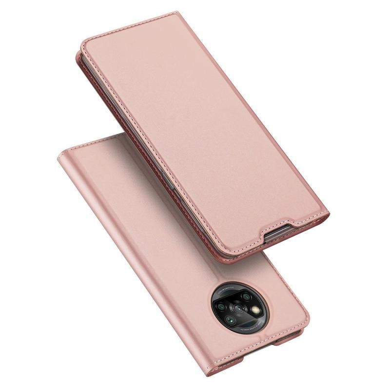 DUX PU kožené peněženkové pouzdro na mobil Xiaomi Poco X3/X3 Pro - růžovozlaté