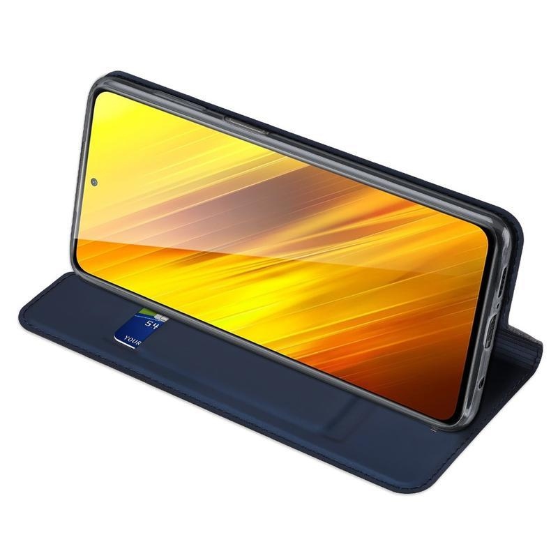 DUX PU kožené peněženkové pouzdro na mobil Xiaomi Poco X3/X3 Pro - tmavěmodré