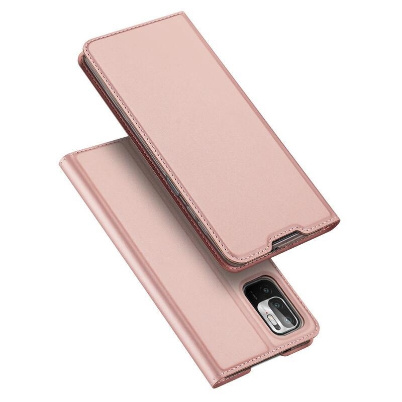 DUX PU kožené peněženkové pouzdro na mobil Xiaomi Redmi Note 10 5G/Poco M3 Pro 4G/5G - růžové