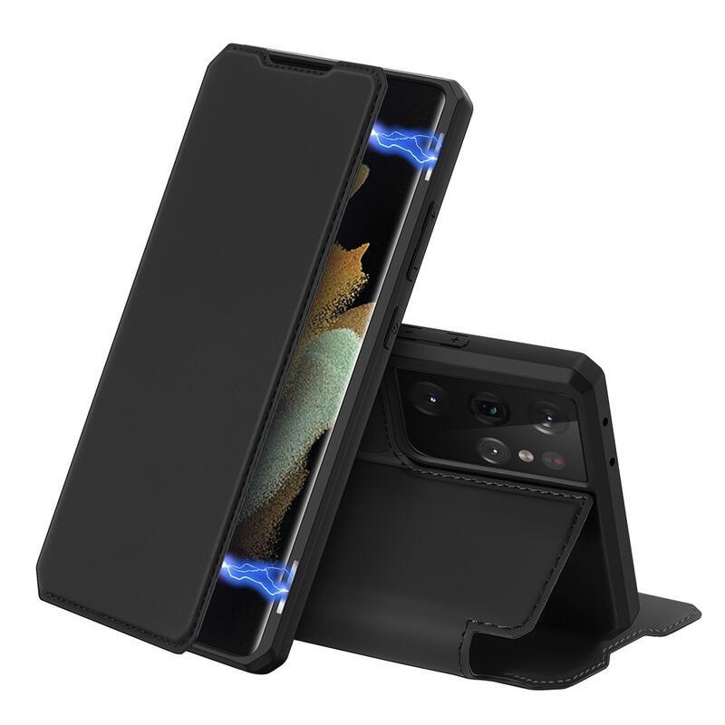 DUX PU kožené pouzdro na mobil Samsung Galaxy S21 Ultra 5G - černé