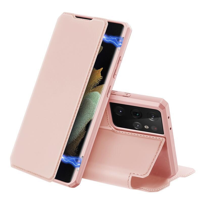 DUX PU kožené pouzdro na mobil Samsung Galaxy S21 Ultra 5G - růžové