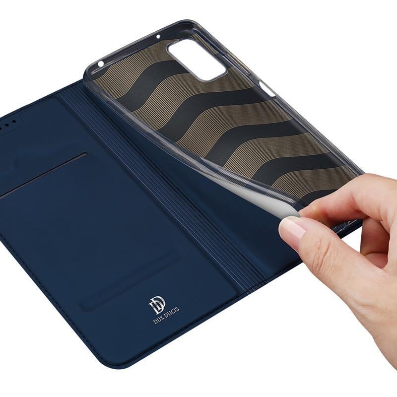 DUX PU kožené pouzdro na mobil Xiaomi Poco M4 5G - tmavěmodré
