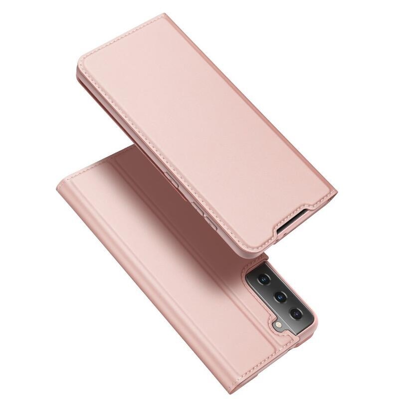 DUX stylové PU kožené pouzdro na telefon Samsung Galaxy S21 Plus - růžové
