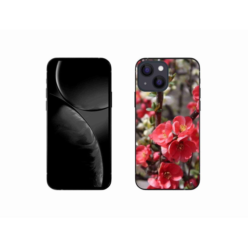 Gelový kryt mmCase na iPhone 13 mini - červené květy