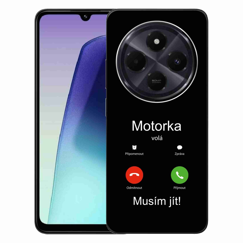 Gelový kryt mmCase na Xiaomi Redmi 14C/Poco C75 - motorka volá černé pozadí