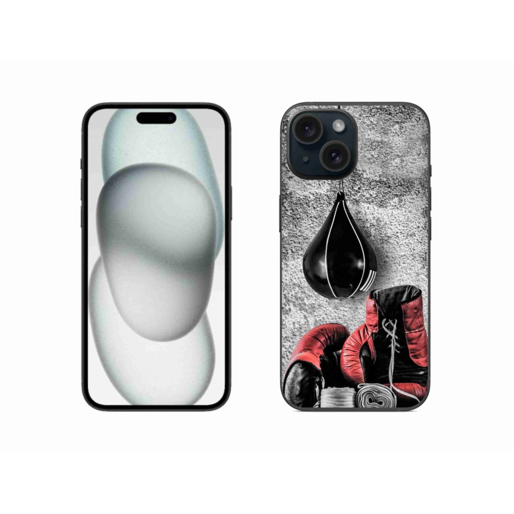 Gelový kryt mmCase na iPhone 15 - boxovací pytel a rukavice