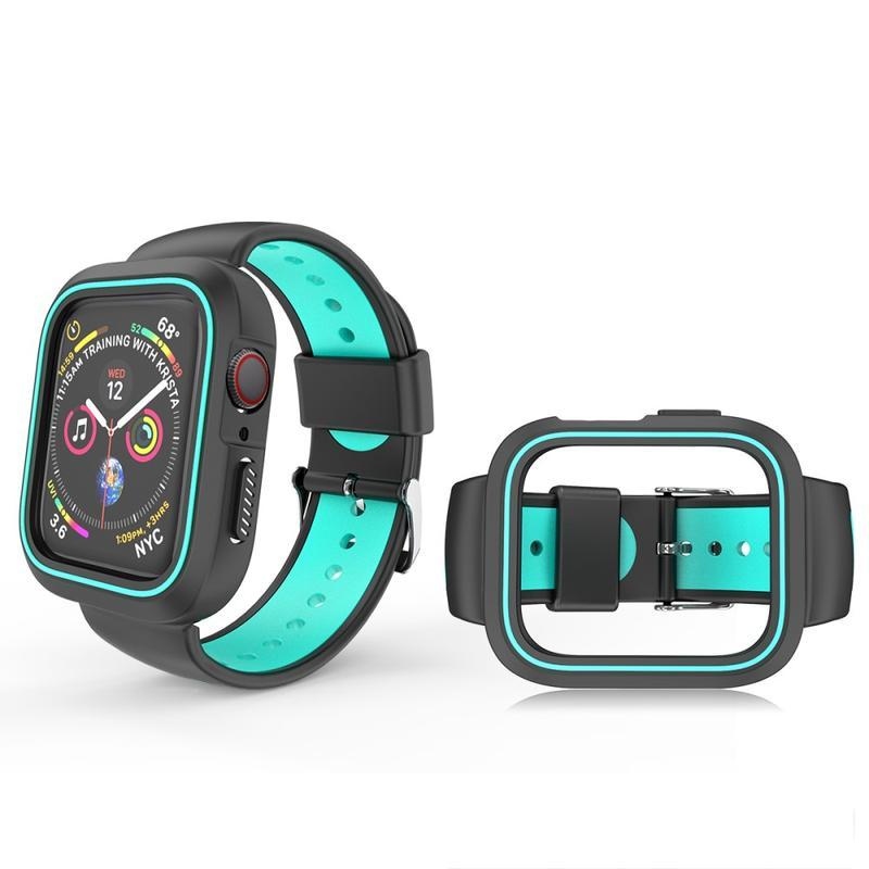 Dvoubarevný silikonový řemínek pro Apple Watch 4 40mm - černý/azurový