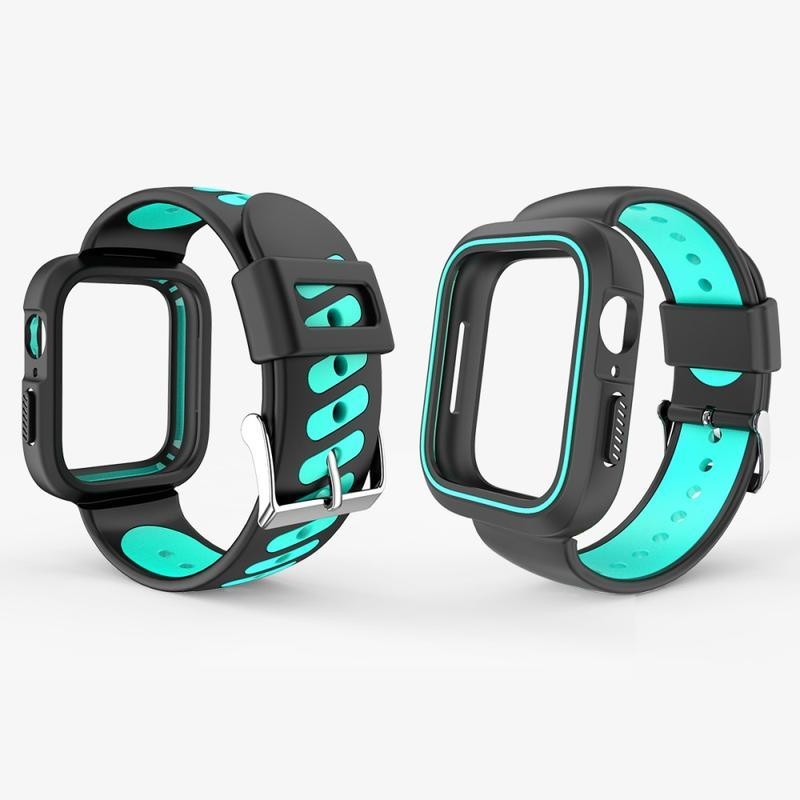 Dvoubarevný silikonový řemínek pro Apple Watch 4 40mm - černý/azurový