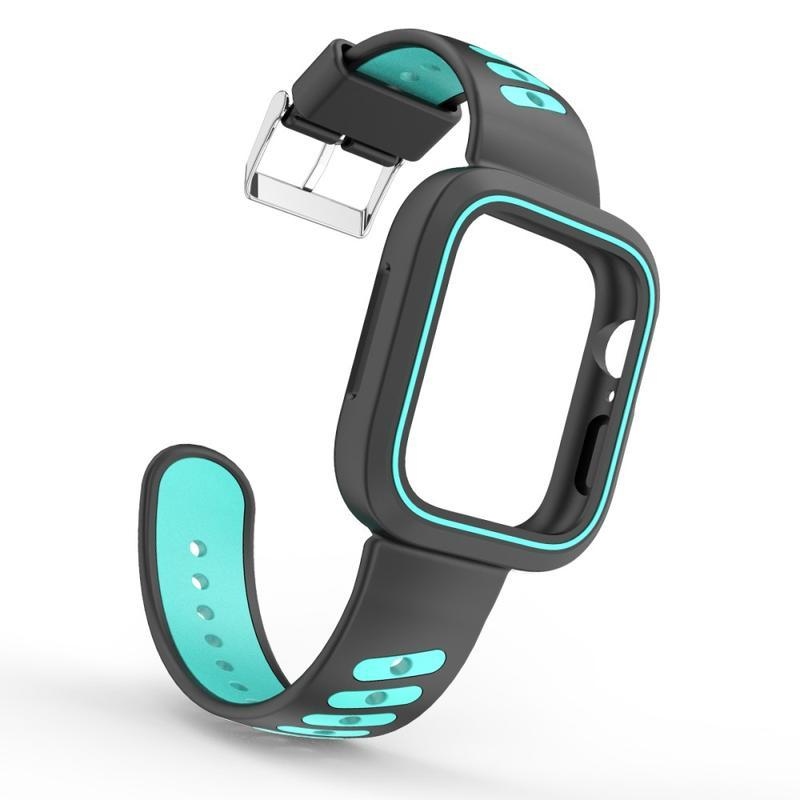 Dvoubarevný silikonový řemínek pro Apple Watch 4 40mm - černý/azurový
