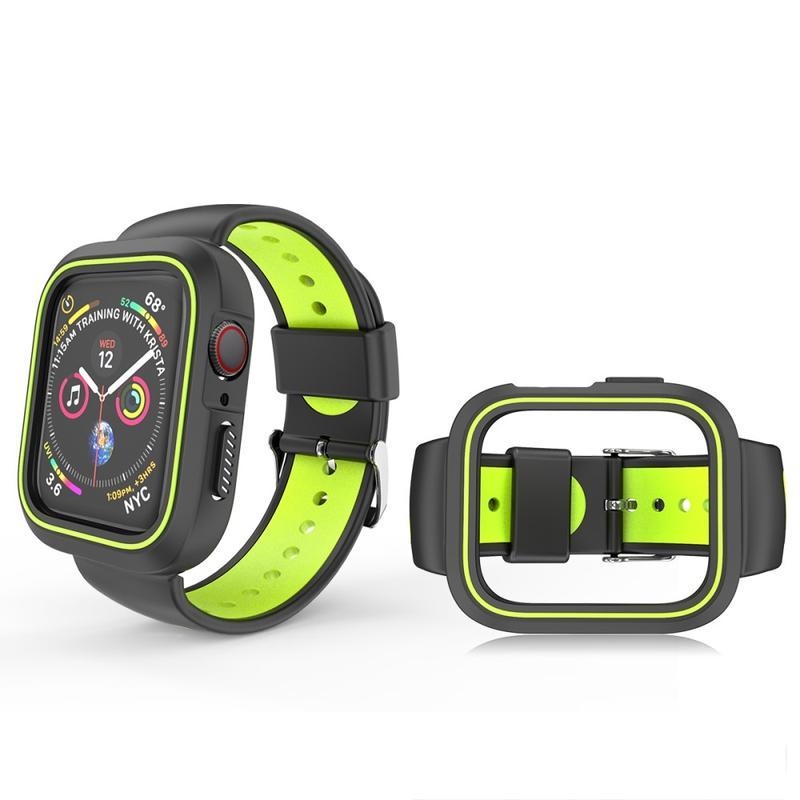 Dvoubarevný silikonový řemínek pro Apple Watch 4 40mm - černý/žlutý