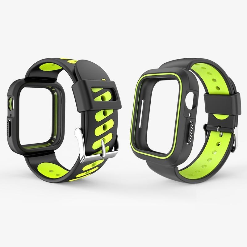 Dvoubarevný silikonový řemínek pro Apple Watch 4 40mm - černý/žlutý