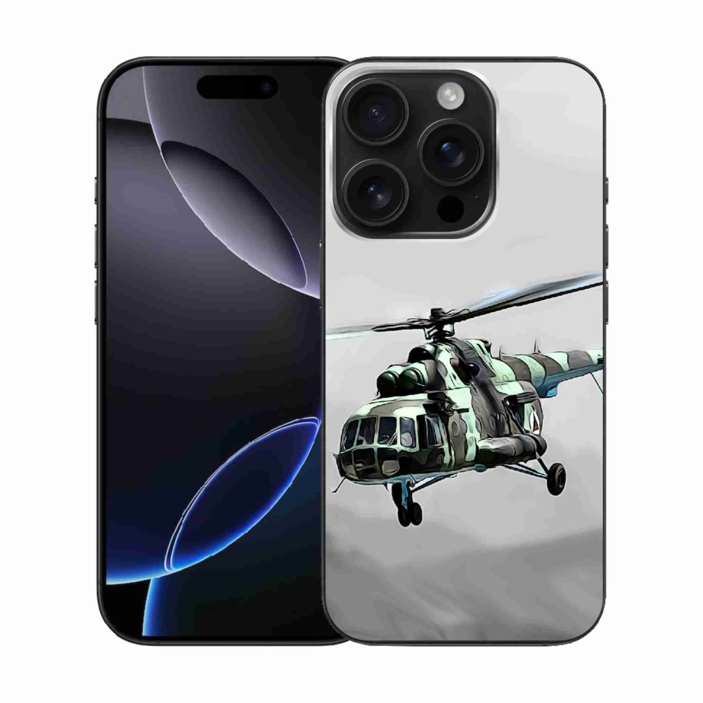 Gelový kryt mmCase na iPhone 16 Pro - vojenský vrtulník