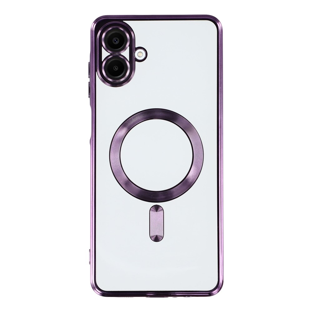 Clear obal s ochranou fotoaparátu a podporou MagSafe na Samsung Galaxy A07 4G - fialový