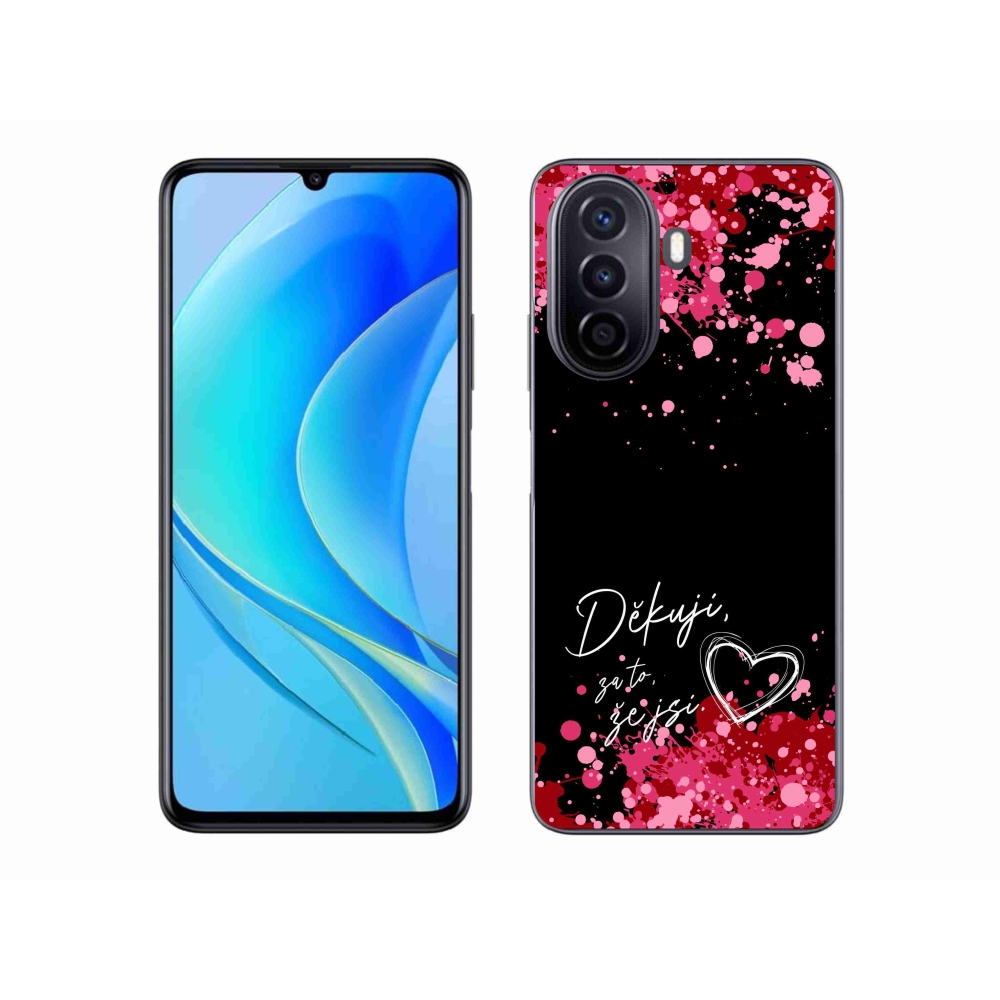 Gelový kryt mmCase na Huawei Nova Y70 - zamilovaný text 2 černé pozadí