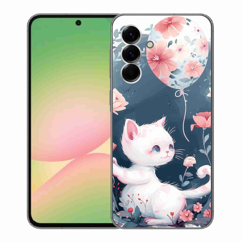 Gelový kryt mmCase na Samsung Galaxy A56 5G - kotě s balónkem