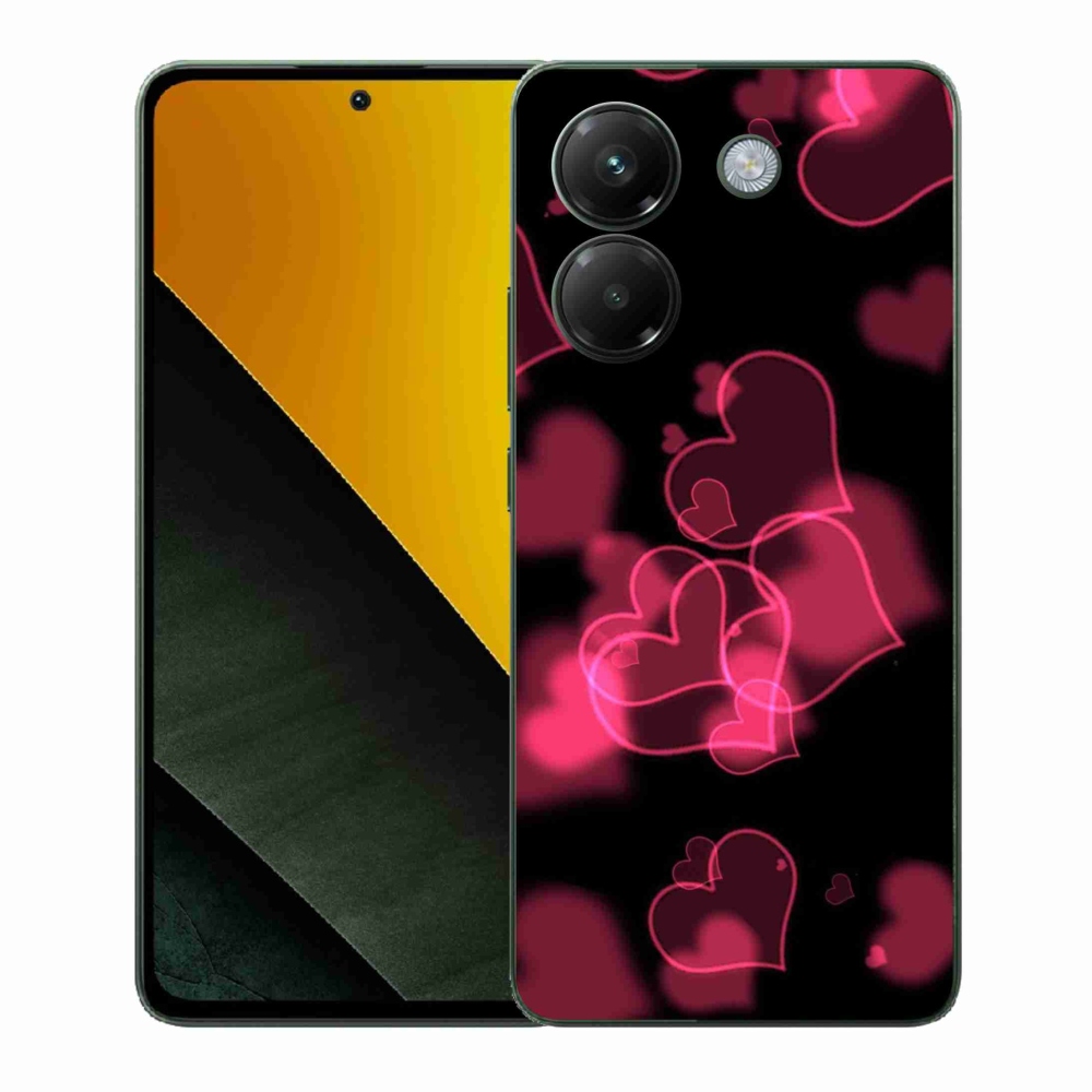 Gelový kryt mmCase na Xiaomi Poco M7 Pro 5G - červená srdíčka