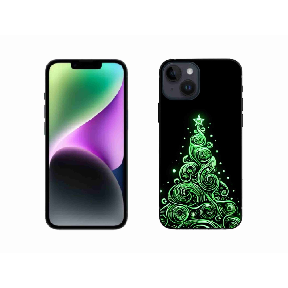 Gelový kryt mmCase na iPhone 14 - neonový vánoční stromek 3
