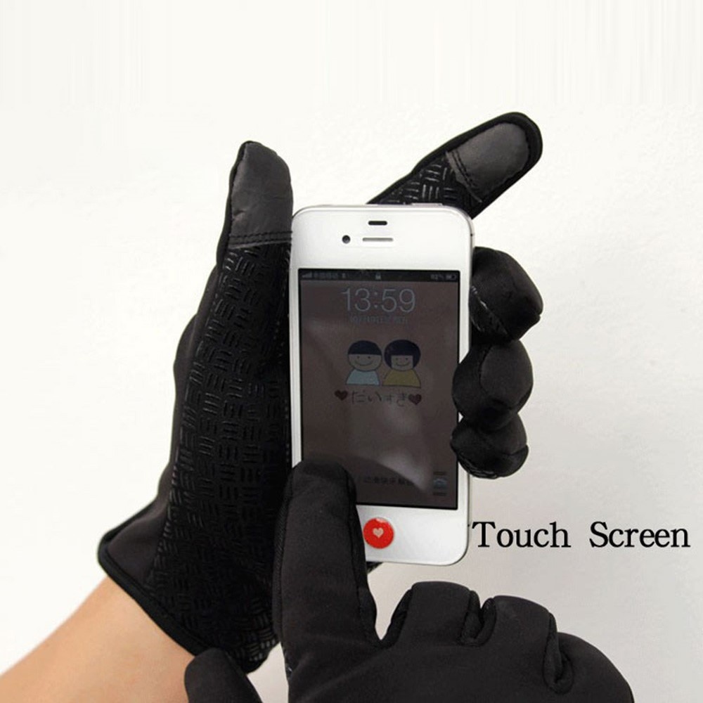 Outdoorové větruodolné dotykové rukavice v černé barvě - velikost M