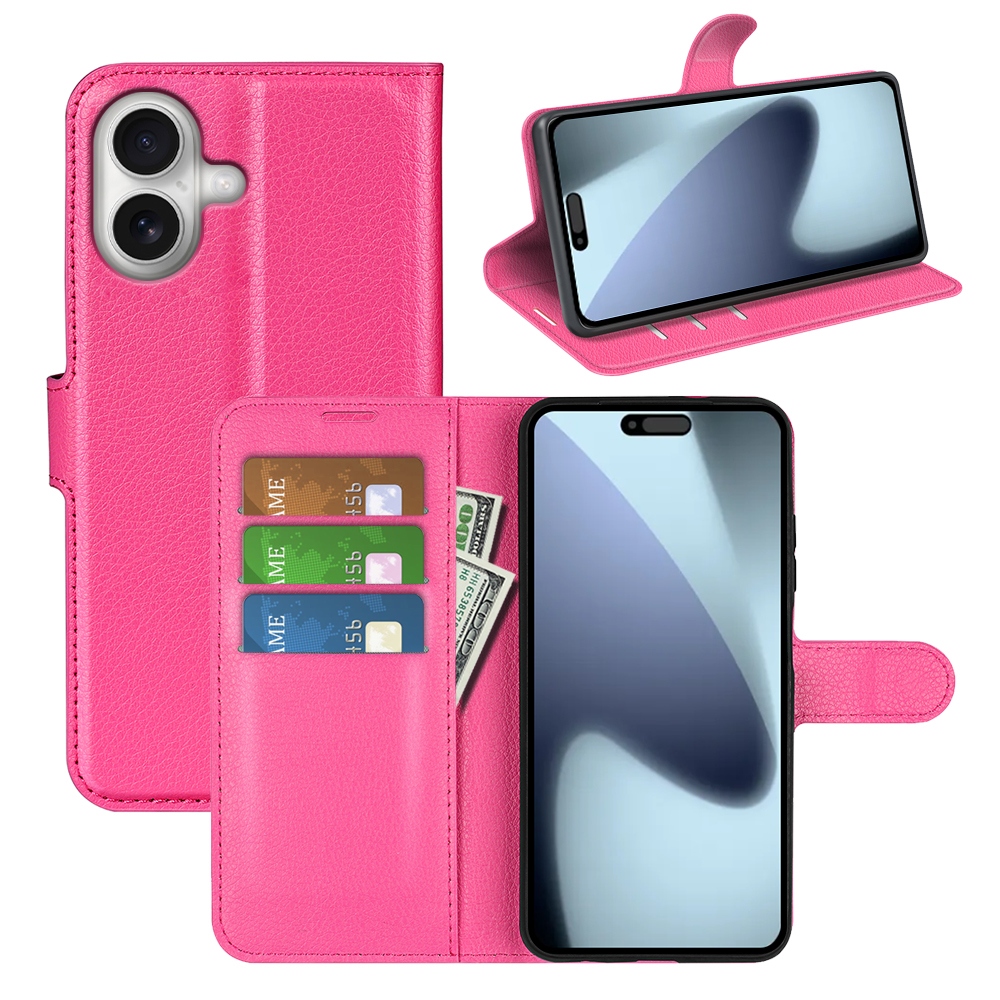 Litchi knížkové pouzdro na iPhone 17 - rose
