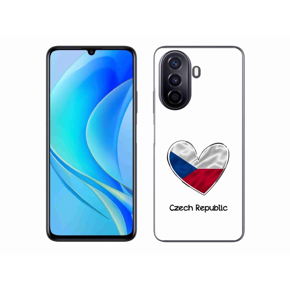Gelový kryt mmCase na Huawei Nova Y70 - vlajka srdce bílé pozadí