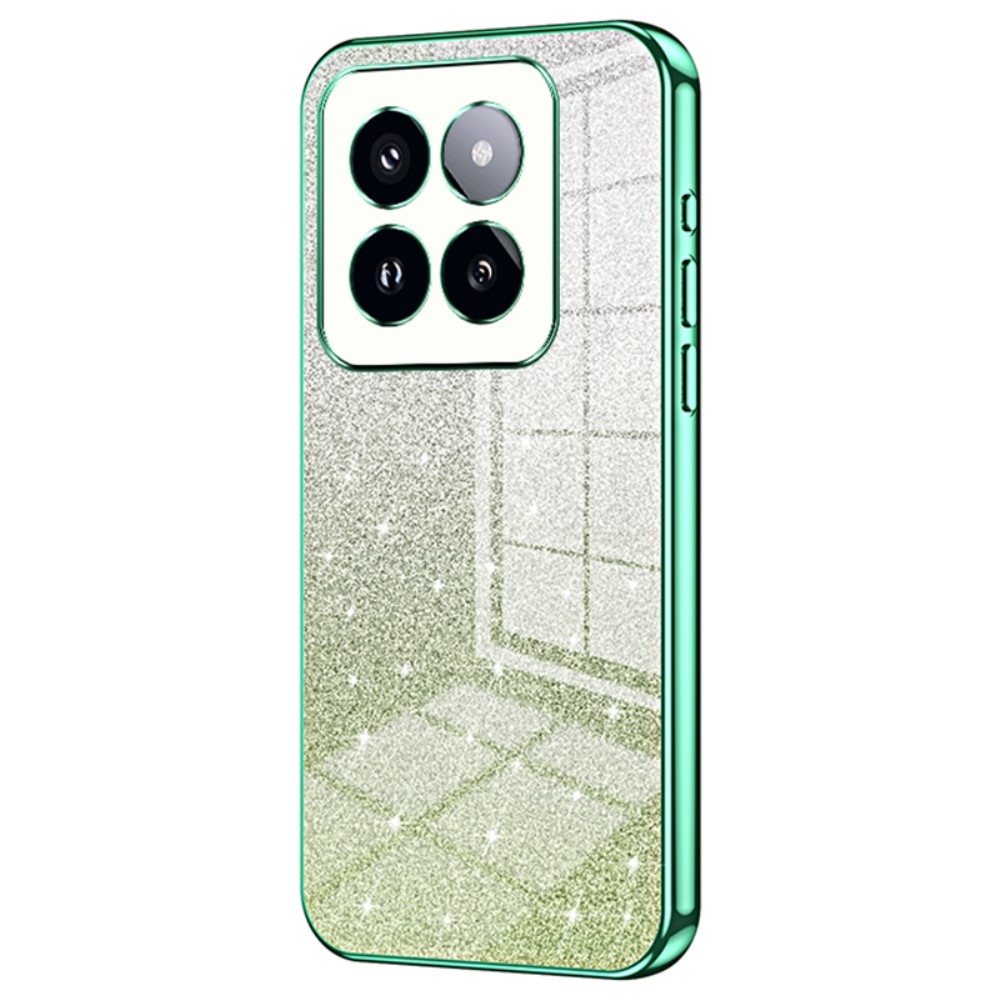 Cut gelový třpytivý obal na Xiaomi 14 Pro - zelený