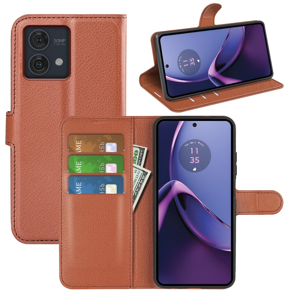 Litchi knížkové pouzdro na Motorola Moto G84 5G - hnědé
