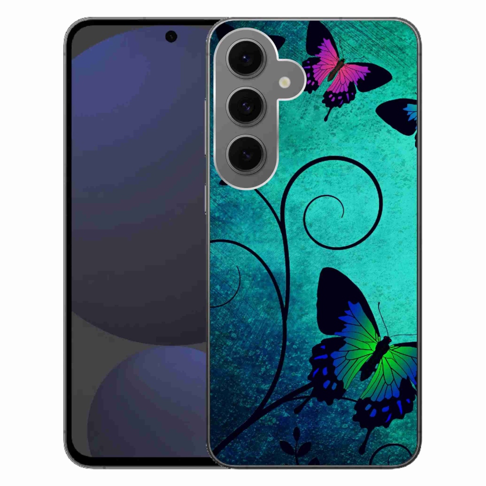 Gelový kryt mmCase na Samsung Galaxy S24 FE - barevní motýli